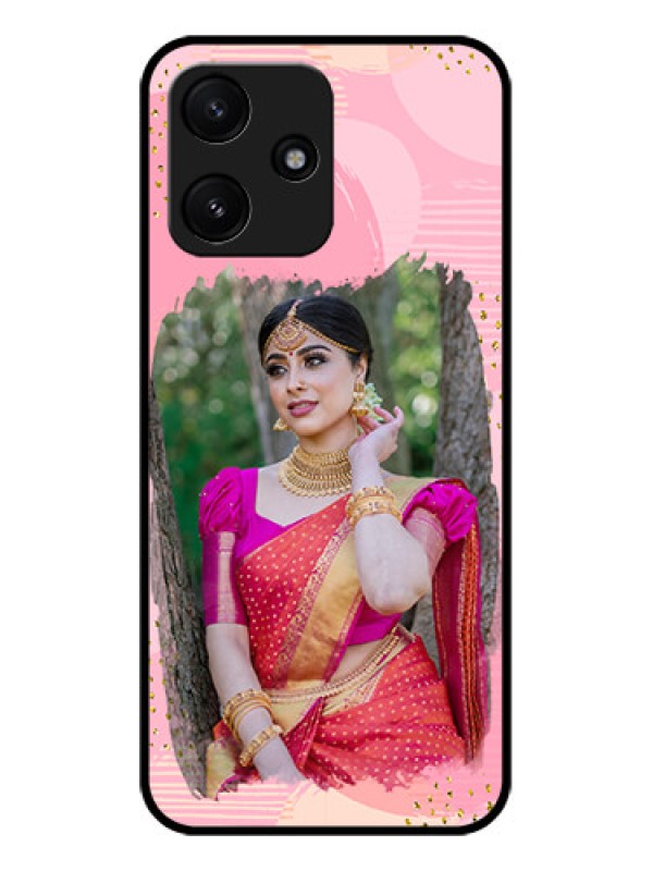 Custom Poco M6 Pro 5G Personalized Glass Phone Case - Gold Glitter Splash Design