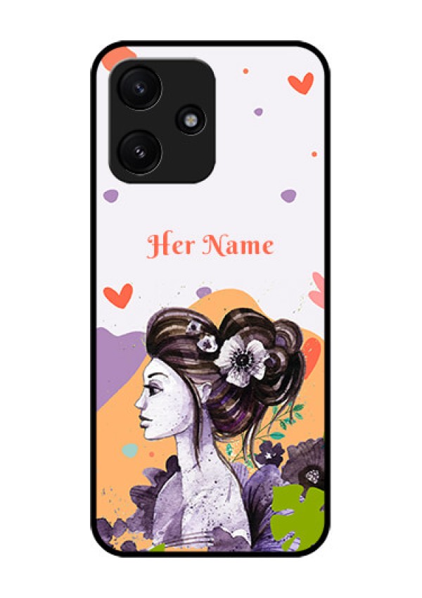 Poco M6 Pro 5G Personalized Glass Phone Case - Woman And Nature Design