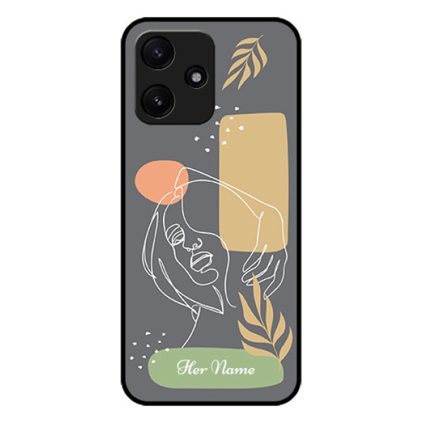 Poco M6 Pro 5G Custom Glass Phone Case - Gazing Woman line art Design Poco M6 Pro 5G Custom Glass Phone Case - Gazing Woman line art Design