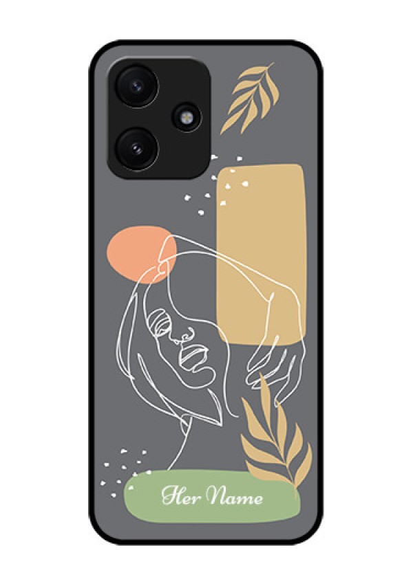 Poco M6 Pro 5G Custom Glass Phone Case - Gazing Woman line art Design