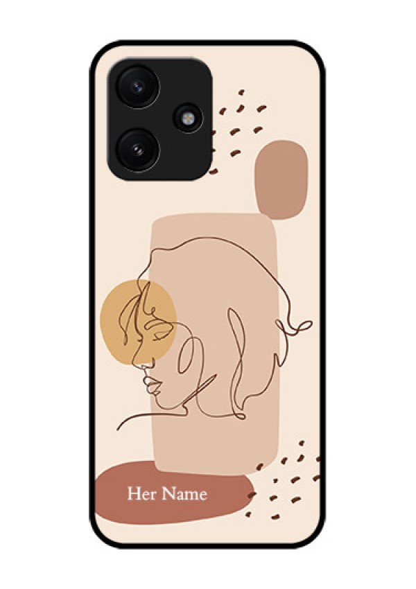 Poco M6 Pro 5G Photo Printing on Glass Case - Calm Woman line art Design