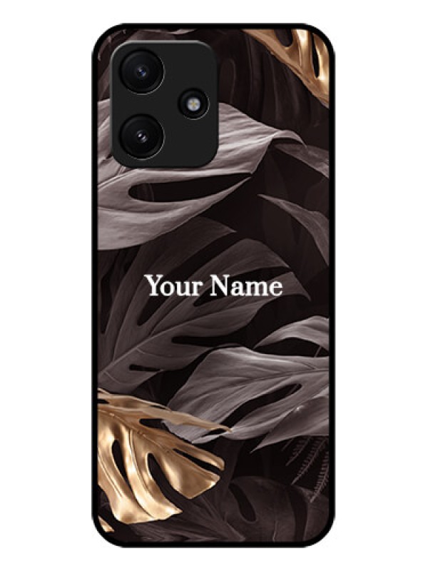 Custom Poco M6 Pro 5G Personalised Glass Phone Case - Wild Leaves digital paint Design