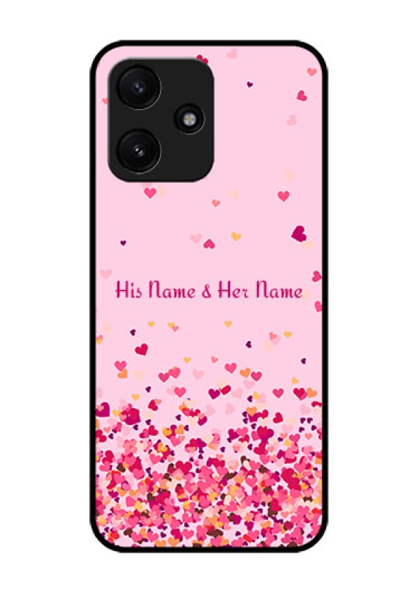 Poco M6 Pro 5G Photo Printing on Glass Case - Floating Hearts Design