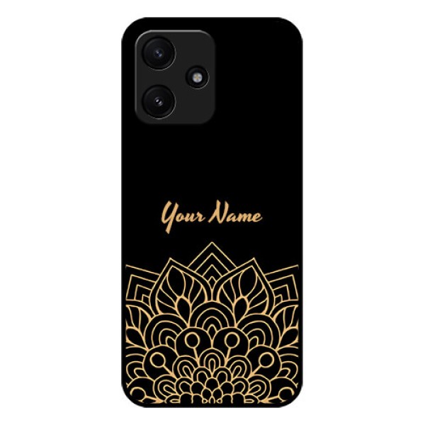 Poco M6 Pro 5G Custom Glass Phone Case - Golden mandala Design