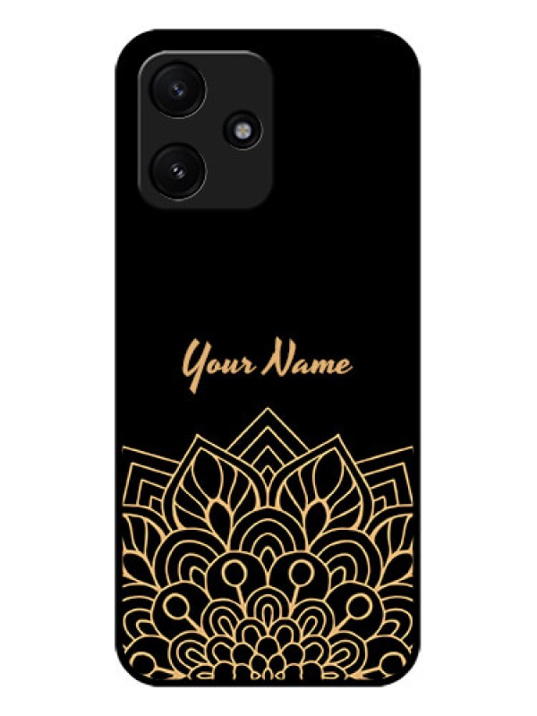 Custom Poco M6 Pro 5G Custom Glass Phone Case - Golden mandala Design