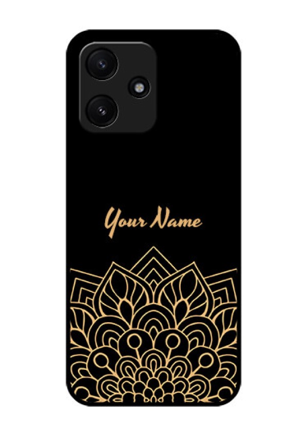 Poco M6 Pro 5G Custom Glass Phone Case - Golden mandala Design