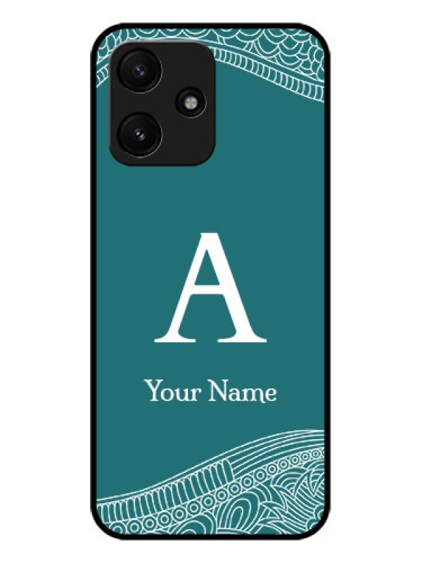 Custom Poco M6 Pro 5G Personalized Glass Phone Case - line art pattern with custom name Design