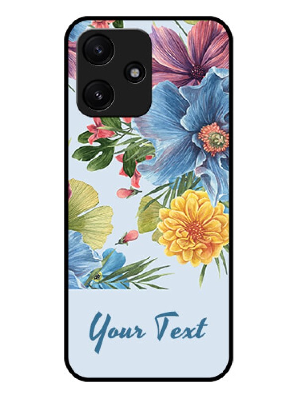 Custom Poco M6 Pro 5G Custom Glass Mobile Case - Stunning Watercolored Flowers Painting Design