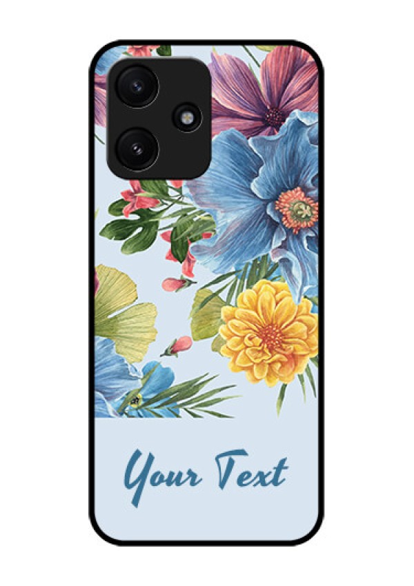 Poco M6 Pro 5G Custom Glass Mobile Case - Stunning Watercolored Flowers Painting Design