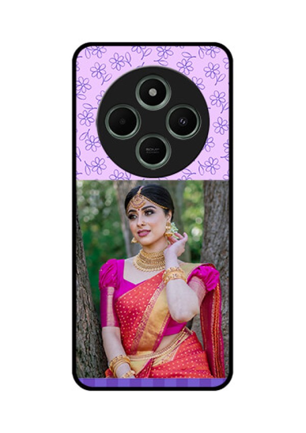 Poco M7 5G Custom Glass Phone Case - Purple Floral Design