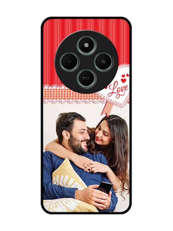 Custom Poco M7 5G Custom Glass Phone Case - Red Love Pattern Design