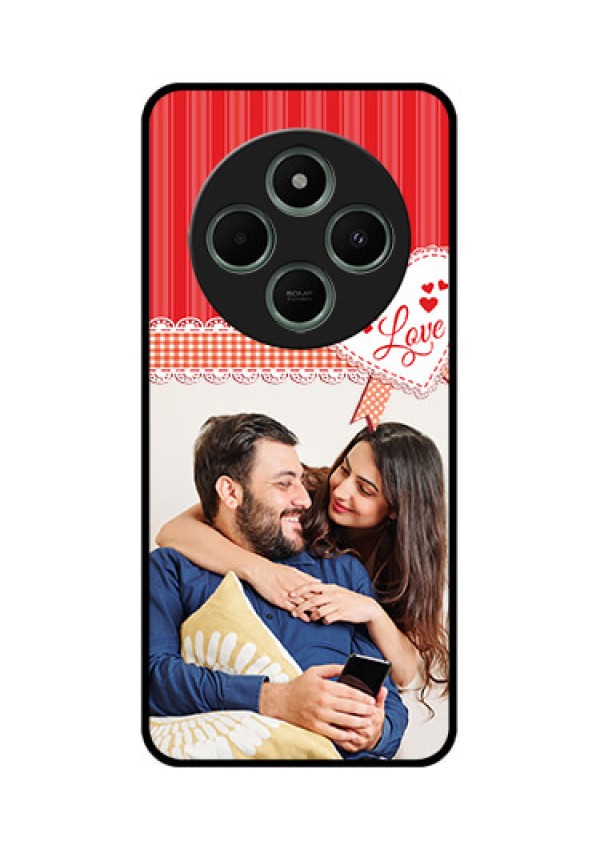 Poco M7 5G Custom Glass Phone Case - Red Love Pattern Design
