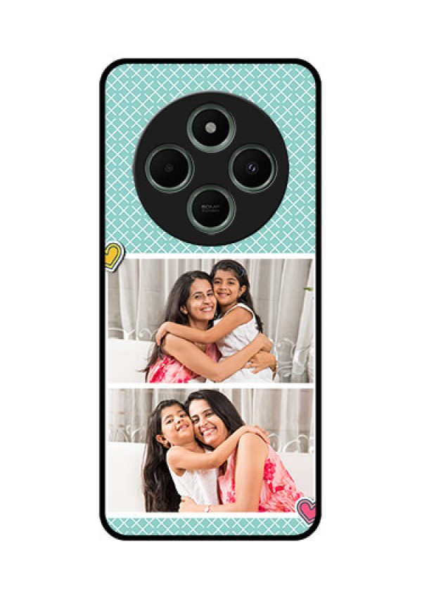 Poco M7 5G Custom Glass Phone Case - 2 Image Holder With Pattern Design