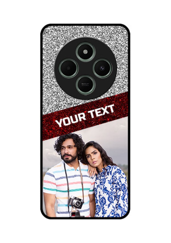 Poco M7 5G Custom Glass Phone Case - Image Holder With Glitter Strip Design