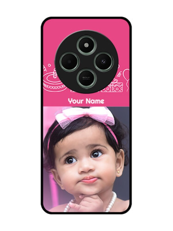 Custom Poco M7 5G Custom Glass Phone Case - With Birthday Line Art Design