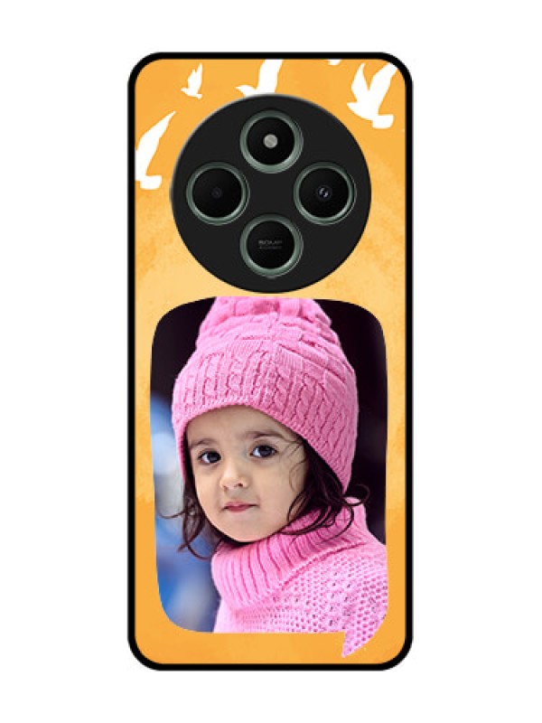 Custom Poco M7 5G Custom Glass Phone Case - Water Color Design With Bird Icons