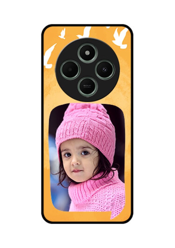 Poco M7 5G Custom Glass Phone Case - Water Color Design With Bird Icons