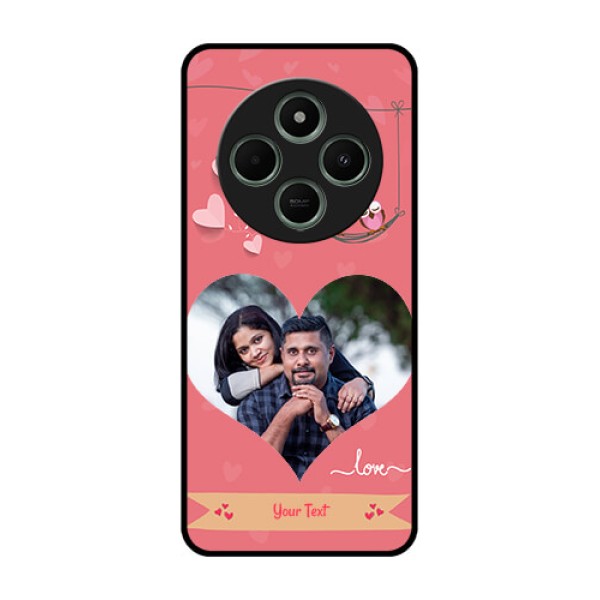 Poco M7 5G Custom Glass Phone Case - Peach Color Love Design Poco M7 5G Custom Glass Phone Case - Peach Color Love Design