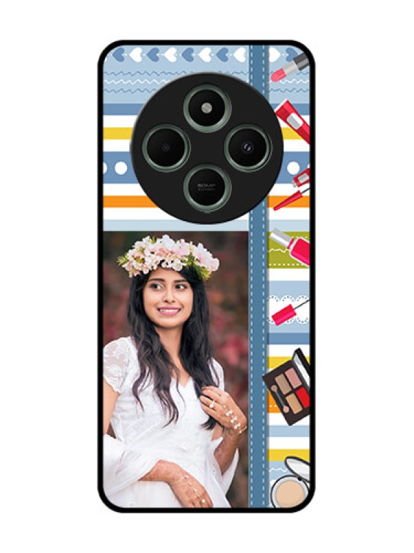 Custom Poco M7 5G Custom Glass Phone Case - Makeup Icons Design