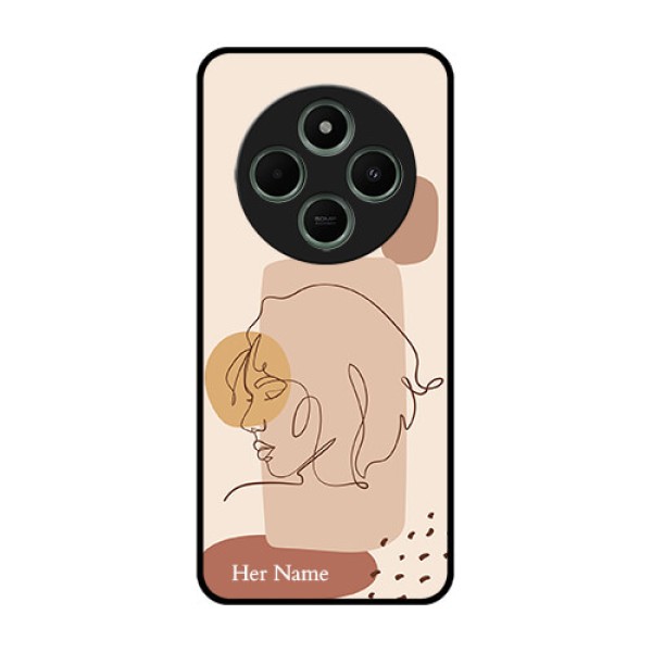 Poco M7 5G Custom Glass Phone Case - Calm Woman Line Art Design Poco M7 5G Custom Glass Phone Case - Calm Woman Line Art Design