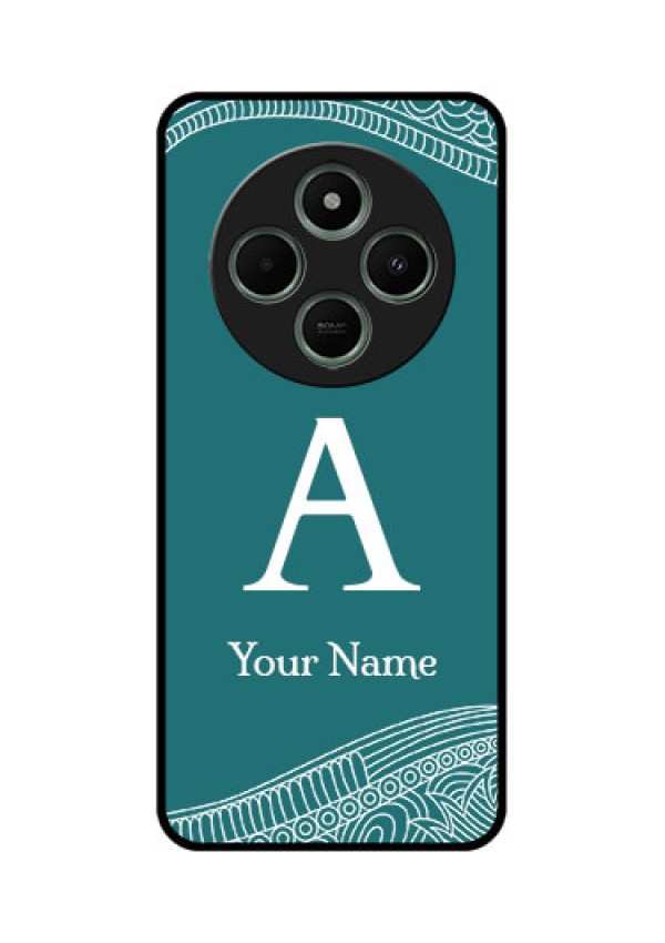 Poco M7 5G Custom Glass Phone Case - Line Art Pattern With Custom Name Design