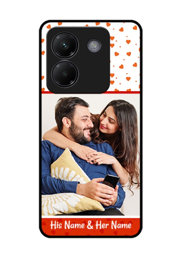 Poco M7 Pro 5G Custom Glass Phone Case - Orange Love Symbol Design