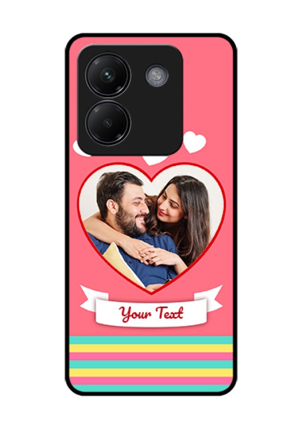 Poco M7 Pro 5G Custom Glass Phone Case - Love Shapes Doodle Design