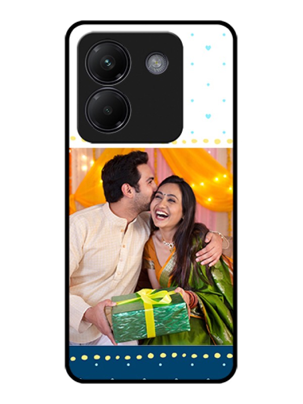 Custom Poco M7 Pro 5G Custom Glass Phone Case - White And Blue Abstract Design