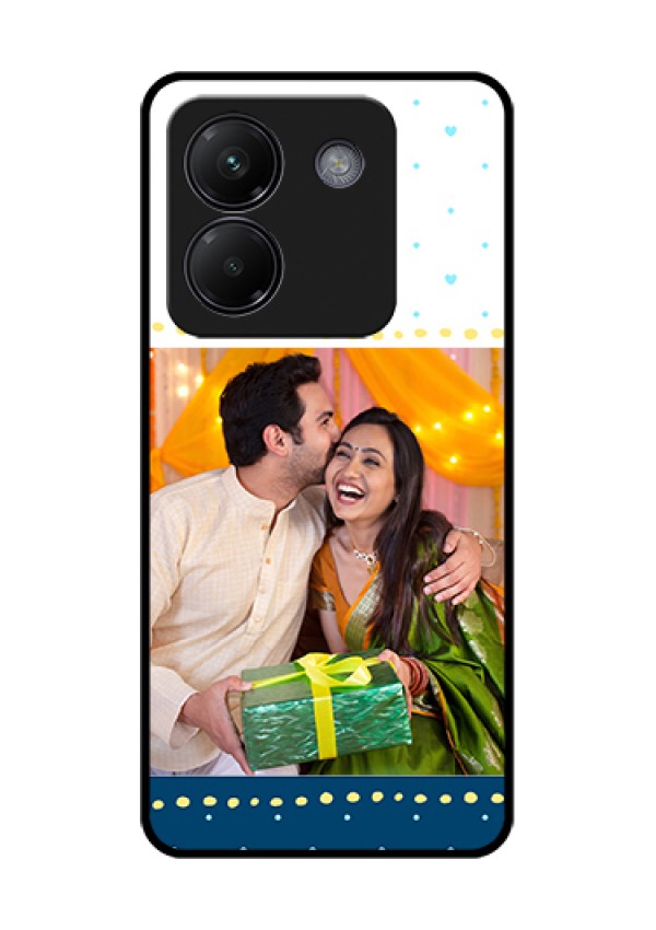 Poco M7 Pro 5G Custom Glass Phone Case - White And Blue Abstract Design