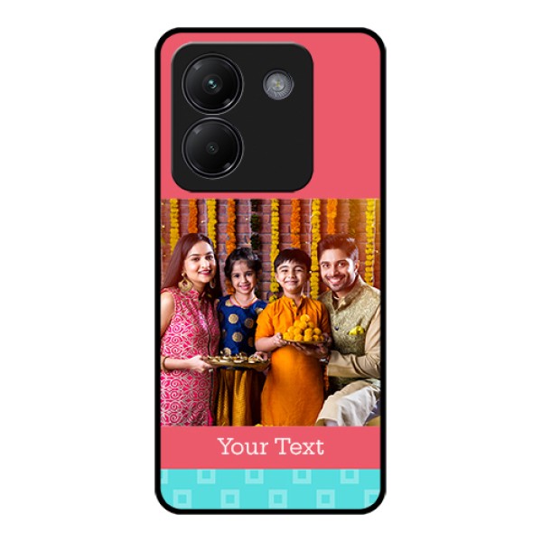 Poco M7 Pro 5G Custom Glass Phone Case - Peach & Blue Color Design Poco M7 Pro 5G Custom Glass Phone Case - Peach & Blue Color Design
