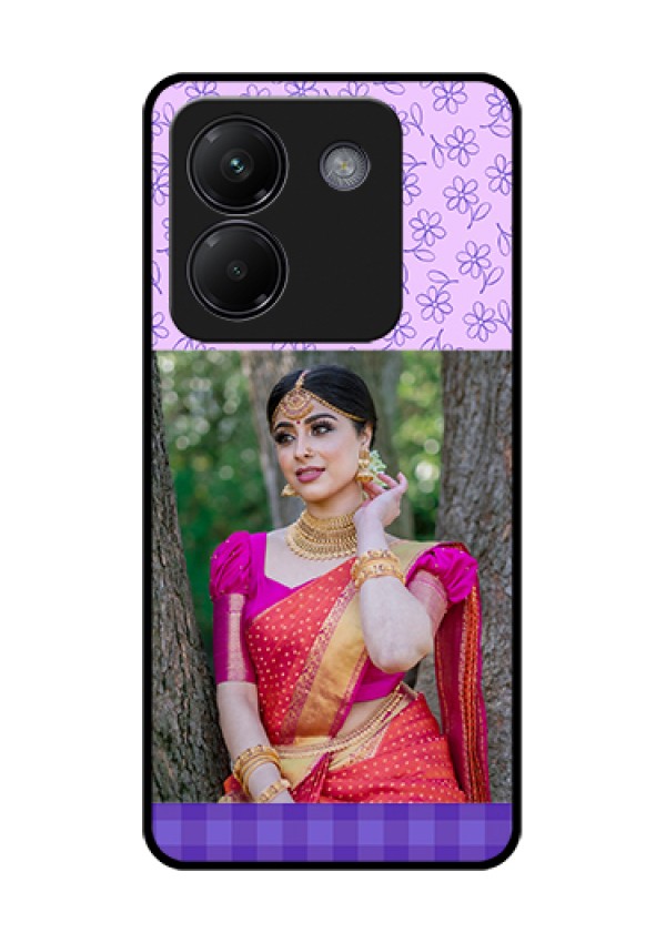 Poco M7 Pro 5G Custom Glass Phone Case - Purple Floral Design