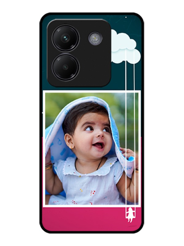 Custom Poco M7 Pro 5G Custom Glass Phone Case - Cute Girl With Cloud Design