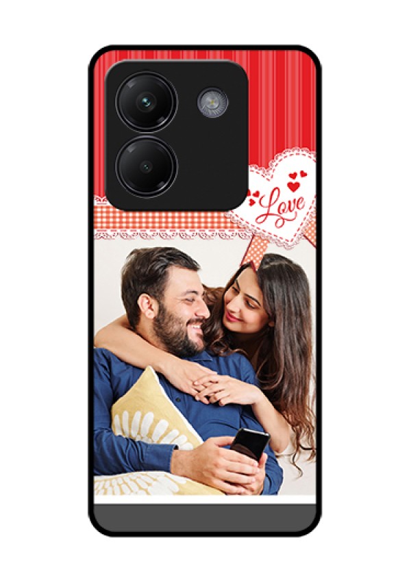 Poco M7 Pro 5G Custom Glass Phone Case - Red Love Pattern Design
