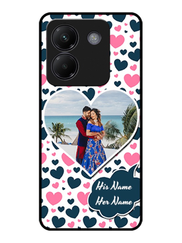 Custom Poco M7 Pro 5G Custom Glass Phone Case - Pink & Blue Heart Design