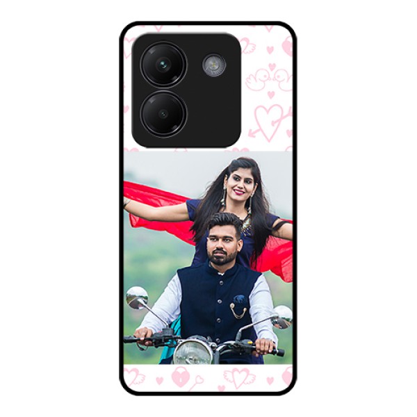 Poco M7 Pro 5G Custom Glass Phone Case - Pink Flying Heart Design