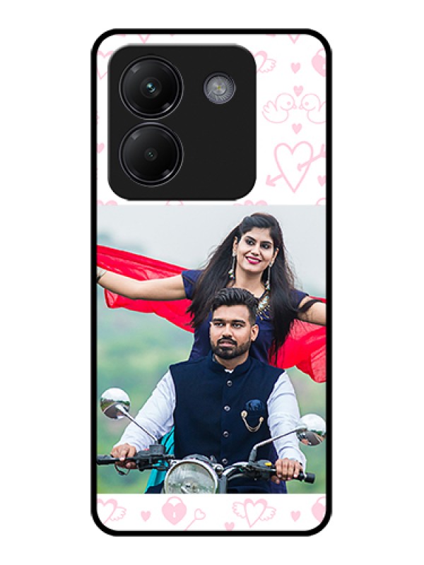 Custom Poco M7 Pro 5G Custom Glass Phone Case - Pink Flying Heart Design