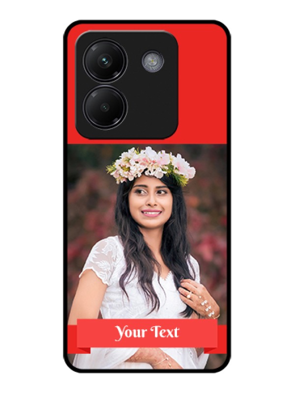 Custom Poco M7 Pro 5G Custom Glass Phone Case - Simple Red Color Design