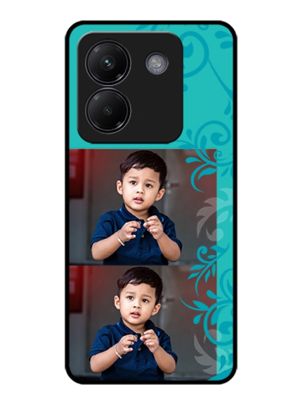 Custom Poco M7 Pro 5G Custom Glass Phone Case - With Photo And Green Floral Design