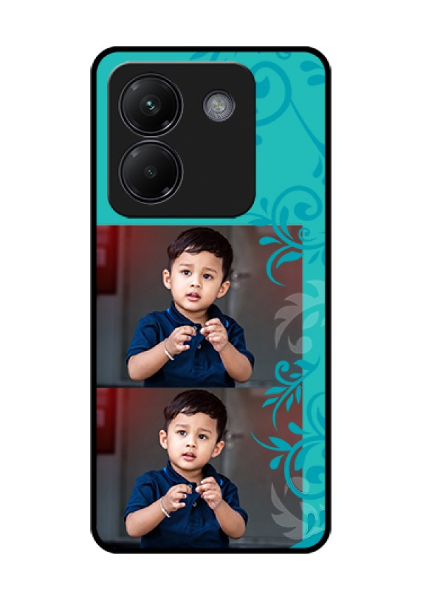 Poco M7 Pro 5G Custom Glass Phone Case - With Photo And Green Floral Design