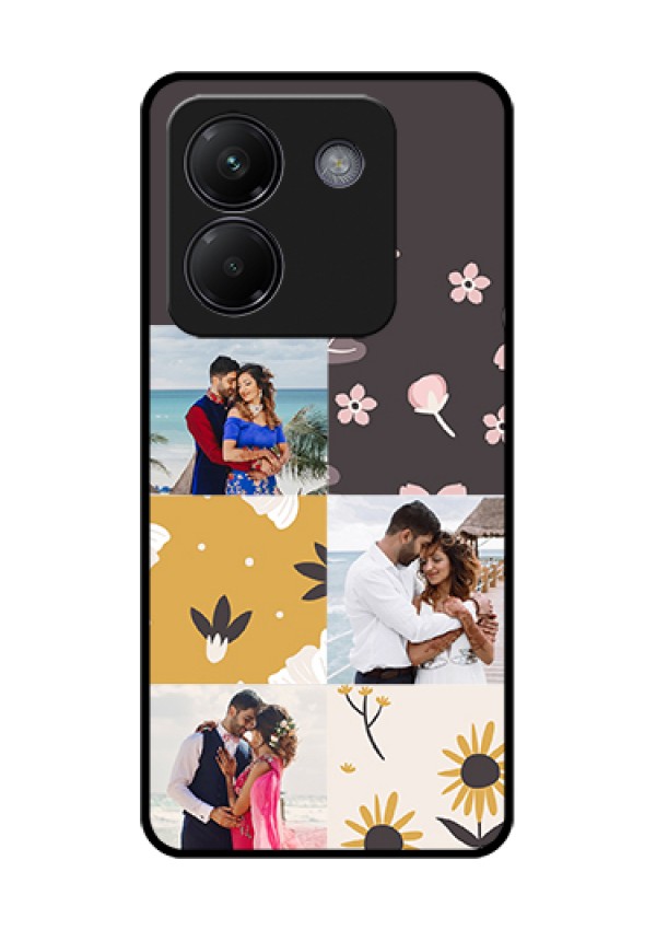 Poco M7 Pro 5G Custom Glass Phone Case - 3 Images With Floral Design