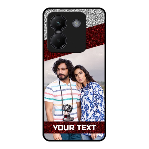 Poco M7 Pro 5G Custom Glass Phone Case - Image Holder With Glitter Strip Design Poco M7 Pro 5G Custom Glass Phone Case - Image Holder With Glitter Strip Design