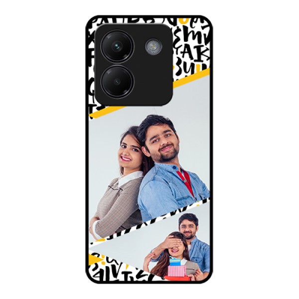 Poco M7 Pro 5G Custom Glass Phone Case - Letters Pattern Design