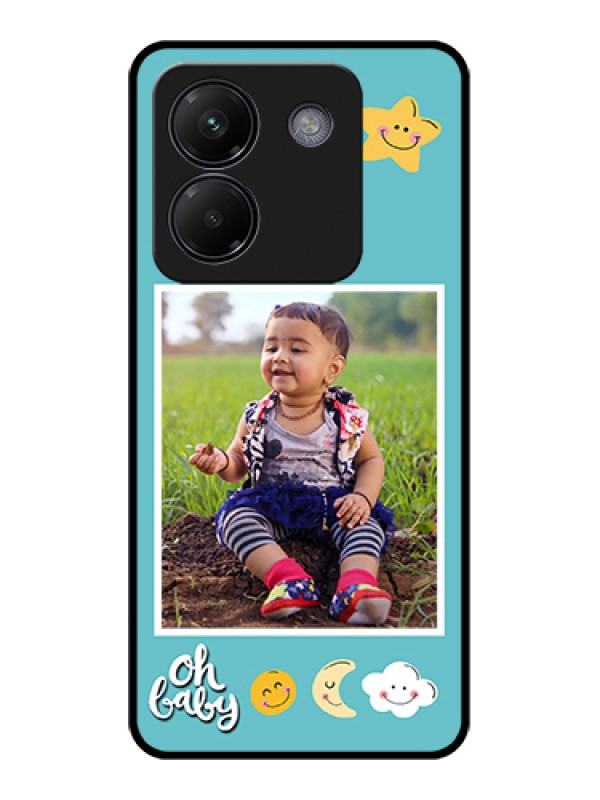 Custom Poco M7 Pro 5G Custom Glass Phone Case - Smiley Kids Stars Design