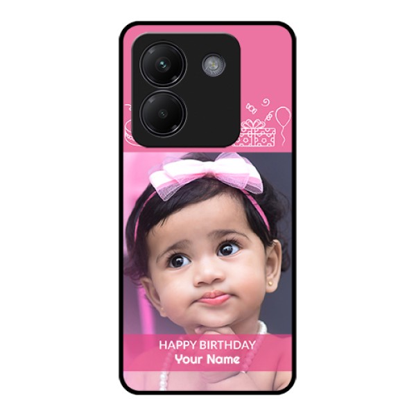 Poco M7 Pro 5G Custom Glass Phone Case - With Birthday Line Art Design Poco M7 Pro 5G Custom Glass Phone Case - With Birthday Line Art Design
