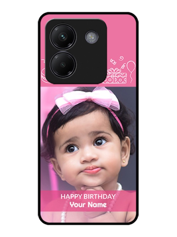 Custom Poco M7 Pro 5G Custom Glass Phone Case - With Birthday Line Art Design