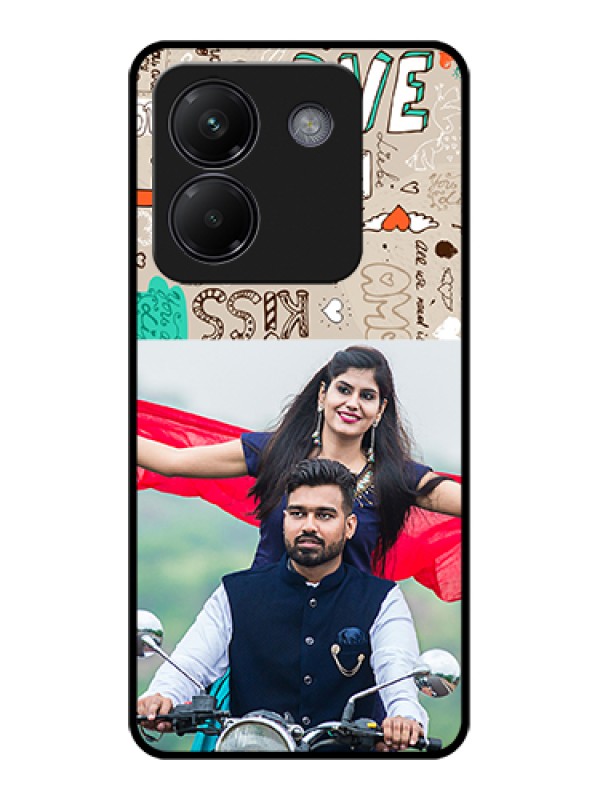 Custom Poco M7 Pro 5G Custom Glass Phone Case - Love Doodle Pattern