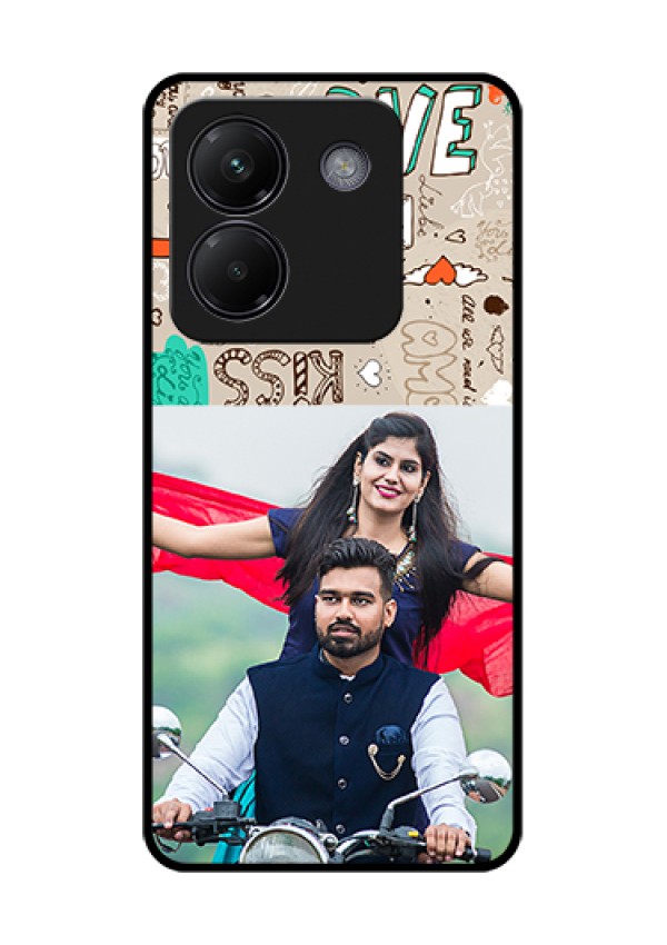 Poco M7 Pro 5G Custom Glass Phone Case - Love Doodle Pattern