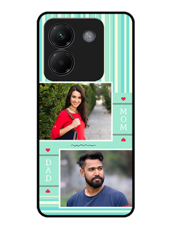 Custom Poco M7 Pro 5G Custom Glass Phone Case - Mom & Dad Pic Design