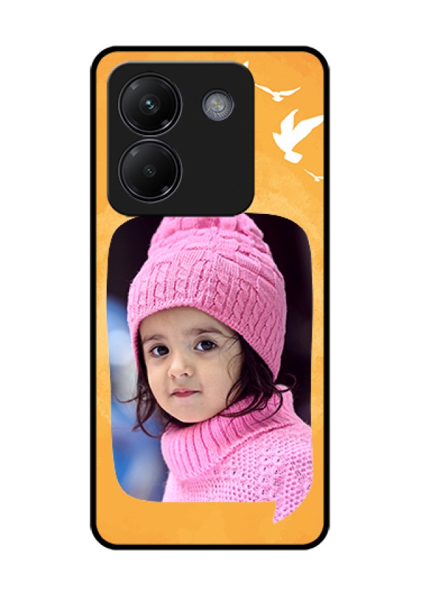 Poco M7 Pro 5G Custom Glass Phone Case - Water Color Design With Bird Icons
