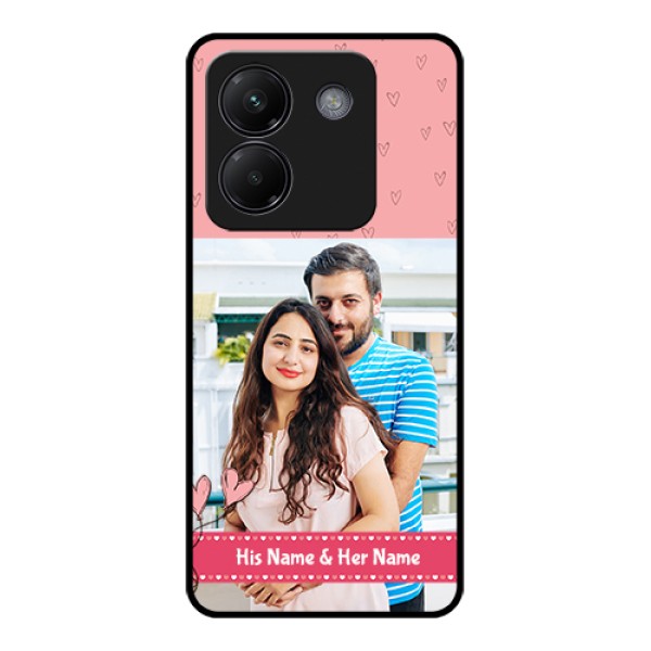 Poco M7 Pro 5G Custom Glass Phone Case - Love Design Peach Color